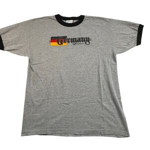 Vintage Walt Disney World Germany Ringer T Shirt XL Grey Black Flag Graphic Tee